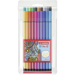 STABILO Pen 68, Fibre Tip Wallet of 20 assorted colours