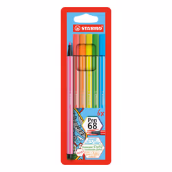 STABILO Pen 68, 6 colours, Multicolour, Bullet tip, 1 mm, Multicolour, Hexagonal