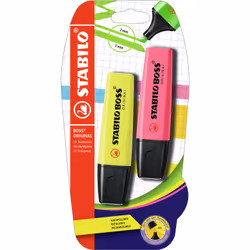 STABILO Boss Original, 2 pc(s), Yellow, Chisel tip, Multicolour, Rectangle, 2 mm