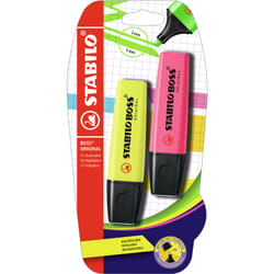 STABILO Boss Original marker 2 pc(s) Chisel tip Yellow