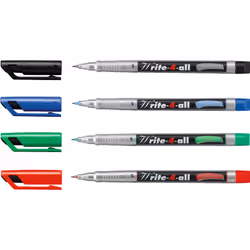 STABILO Write-4-all, Black, Blue, Green, Red, Multicolour, Extra Fine, 0.4 mm, CE, Ceramic, Foil, Glass, Metal, Plastic