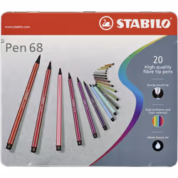 STABILO Pen 68, 20 colours, Multicolour, Bullet tip, 1 mm, Multicolour, Hexagonal
