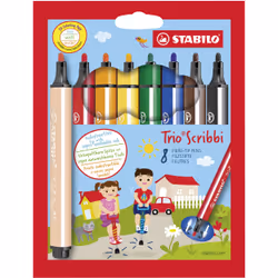 STABILO Trio Scribbi, Bold, 8 colours, Multicolour, Bullet tip, Fibre, 2 mm