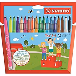 STABILO Trio A–Z, Fine, 18 colours, Multicolour, Bullet tip, 0.7 mm, Multicolour