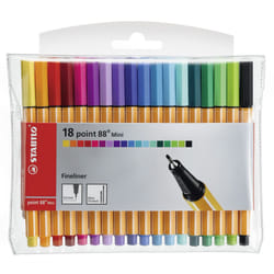 Fineliner - STABILO point 88 MINI - Wallet of 18 - Assorted Colours