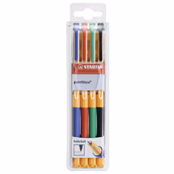 STABILO pointVisco, Capped gel pen, Black, Blue, Green, Red, Black, Blue, Green, Red, Fine, Round, Medium