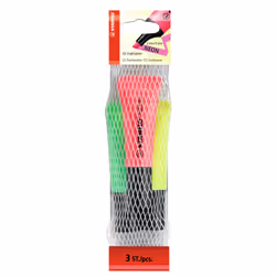 STABILO NEON, 3 pc(s), Multicolour, Chisel tip, Multicolour, Tube, 2 mm