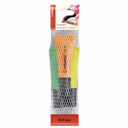 STABILO NEON, 3 pc(s), Green, Orange, Yellow, Chisel tip, Green, Orange, Yellow, Tube, 2 mm