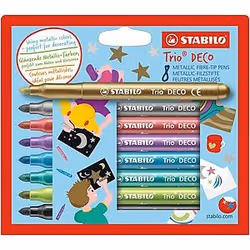 STABILO Trio DECO, 8 colours, Gold, Metallic black, Metallic blue, Metallic green, Metallic lilac, Metallic pink, Silver, 3 m ...