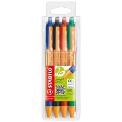 STABILO pointball Black, Blue, Green, Red Clip-on retractable ballpoint pen 4 pc(s)