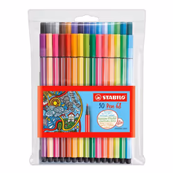 STABILO Pen 68, Medium, 30 colours, Multicolour, Bullet tip, 1 mm, Multicolour