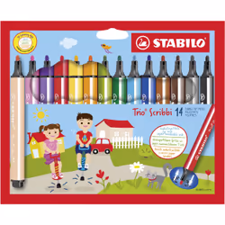 STABILO Trio Scribbi, 14 colours, Multicolour, Fibre, 2 mm, Multicolour, Triangle