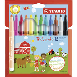 STABILO Trio Jumbo felt pen Black, Blue, Brown, Green, Light Cyan, Light Green, Orange, Peach, Pink, Red, White, Yellow 12 pc(s)