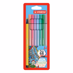 STABILO Pen 68, 8 colours, Multicolour, Bullet tip, 1 mm, Multicolour, Hexagonal