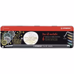 STABILO Pen 68 metallic, Medium, 6 colours, Multicolour, 1.4 mm, Multicolour, Water-based ink