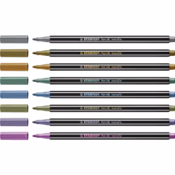 STABILO Pen 68 metallic felt pen Medium Copper, Gold, Metallic blue, Metallic green, Metallic pink, Metallic violet, Silver 8 pc(s)