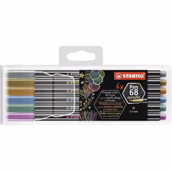 STABILO 6806/8-11-01, Medium, 6 colours, Copper, Gold, Metallic blue, Metallic green, Metallic violet, Silver, Bullet tip, 1. ...