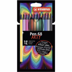 STABILO Pen 68 ARTY, 12 colours, Multicolour, Bullet tip, 1 mm, Multicolour, Hexagonal