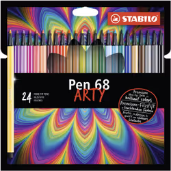 STABILO Pen 68 ARTY, 24 colours, Multicolour, Bullet tip, 1 mm, Multicolour, Hexagonal