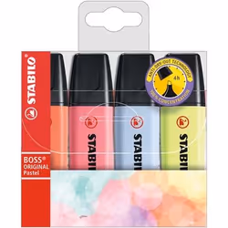 STABILO Boss Original Pastel, 4 pc(s), Multicolour, Chisel tip, Multicolour, Plastic, Rectangle
