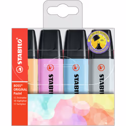 STABILO Boss Original Pastel, 4 pc(s), Multicolour, Chisel tip, Multicolour, Plastic, Rectangle