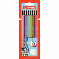 STABILO Pen 68, 8 colours, Assorted colours, Bullet tip, 1 mm, Assorted colours, Hexagonal