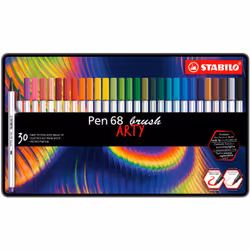 STABILO Pen 68 brush ARTY, 30 colours, Multicolour, Brush tip, Fibre, Multicolour, Hexagonal