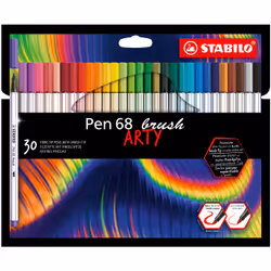 STABILO Pen 68 brush ARTY, 30 colours, Assorted colours, Brush tip, Fibre, Assorted colours, Hexagonal