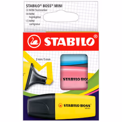 STABILO BOSS MINI, 3 pc(s), Blue, Pink, Yellow, Chisel tip, Multicolour, 2 mm, 5 mm