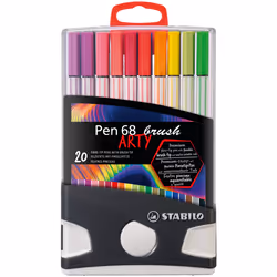 STABILO Pen 68 brush ARTY, 20 colours, Assorted colours, Brush tip, Fibre, Assorted colours, Hexagonal