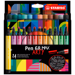 STABILO Pen 68 MAX, 24 colours, Assorted colours, 5 mm, 1 mm, Multicolour, Round
