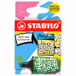 STABILO BOSS MINI by Snooze One, 3 pc(s), Blue, Green, Yellow, 3 yr(s), Chisel tip, Multicolour, 2 mm