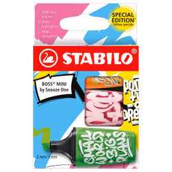 STABILO Highlighter BOSS MINI by Snooze One Pack of 3 colours (orange, green, pink), 3 pc(s), Green, Orange, Pink, 3 yr(s), M ...