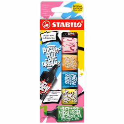 STABILO BOSS MINI by Snooze One, 6 pc(s), Black, Blue, Green, Orange, Rose, Yellow, Chisel tip, Rose, Black, Blue, Green, Ora ...