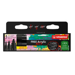 STABILO Acrylic marker FREE Acrylic, Pack of 3 pens with different tips in the color black