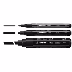 STABILO Acrylic marker FREE Acrylic, Pack of 3 pens with different tips in the color black