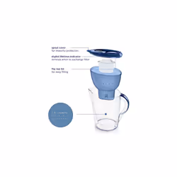 Marella XL Water Filter Jug Blue (3.5L) incl. 1x MAXTRA PRO All-in-1 cartridge - large-volume jug with digital LTI and Flip-Lid - now in sustainable
