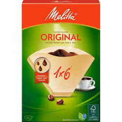 ORIGINAL MELITTA 1X6 BROWN COFFEE FILTER PAPERS PACK OF 40 65-ME-18