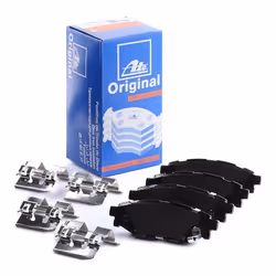Brake pad set; ATE; with acoustic wear warning with anti-squeak plate with accessories; for SUBARU; 26696AG010, 26696AG030, 2 ...
