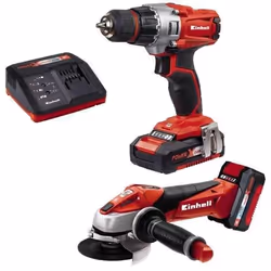Einhell TE-TK 18 Li Kit (CD+AG), Pistol grip drill, Black, Grey, Red, 350 RPM, 1250 bpm, 44 N⋅m, Battery