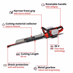 Einhell Cordless Hedge Trimmer 65cm 36V Power X-Change GE-CH 36/65 Li BODY ONLY