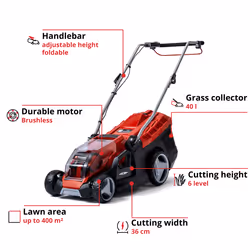 Einhell Cordless Lawnmower 36cm With Batteries Power X-Change 36V GE-CM 36/36 Li
