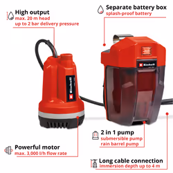 Einhell Cordless Clear Water Pump 18V Power X-Change GE-PP 18 RB Li BODY ONLY