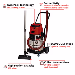 Einhell Cordless Vacuum Cleaner 30L Wet And Dry 36V TP-VC 36/30 S Auto BODY ONLY