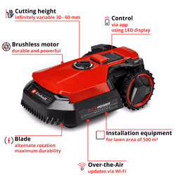 Einhell Cordless Robot Lawnmower 18V FREELEXO 500 Robotic Lawnmower Automatic Power X-Change