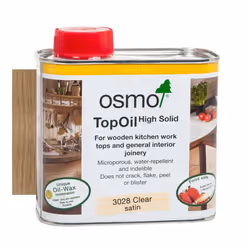 TopOil - High Solid Worktop Oil 3028, Clear Satin, 500ml - Food Safe Wood Oil for Wooden Kitchen Surfaces, Chopping Boards, & ...