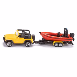 Siku Jeep with boat, Jeep, 3 yr(s), Metal, Plastic, Black, Red, Yellow