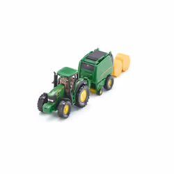 Siku John Deere Tractor with round baler, Off-road vehicle model, 3 yr(s), Green, Yellow
