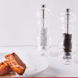 - Nancy Manual Salt & Pepper Mill Set - Adjustable Grinders - Acrylic, Clear, 12 cm