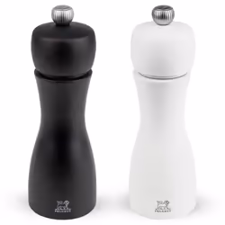 Peugeot Tahiti, Salt & pepper grinder set, Black, White, Wood, Stainless steel, Pepper, Salt, 150 mm